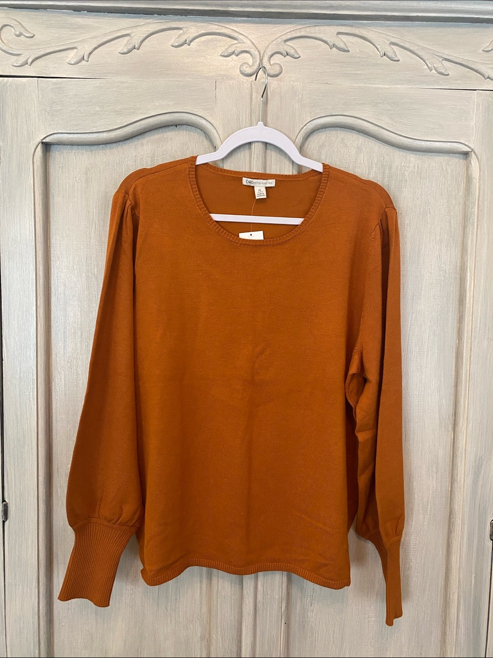 Cato Women's Long Sleeve Crewneck Sweater - Rust Orange